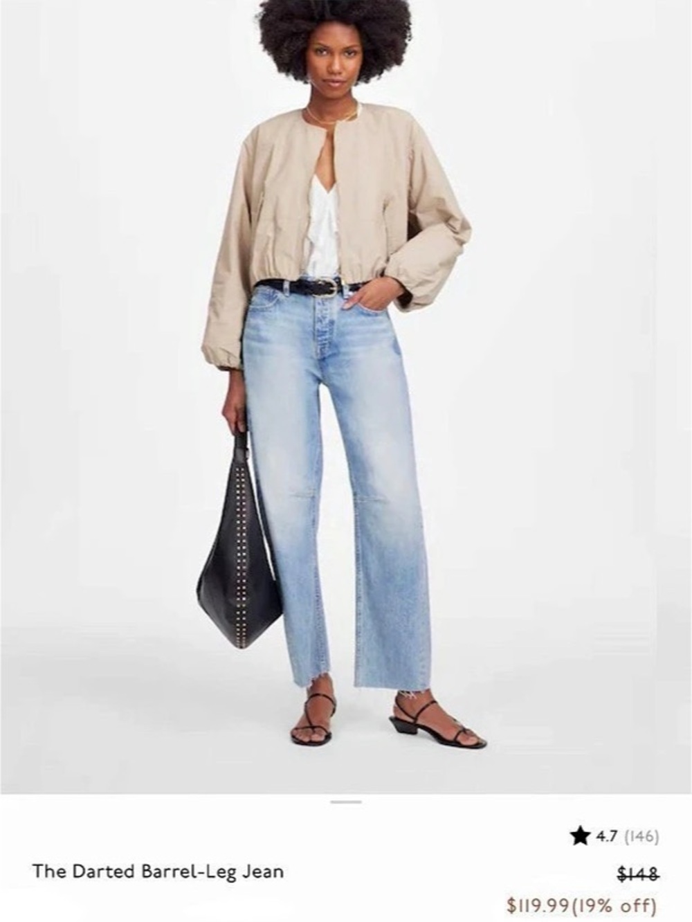 Madewell The Curvy Darted Barrel-Leg Jean Blue Waist 28